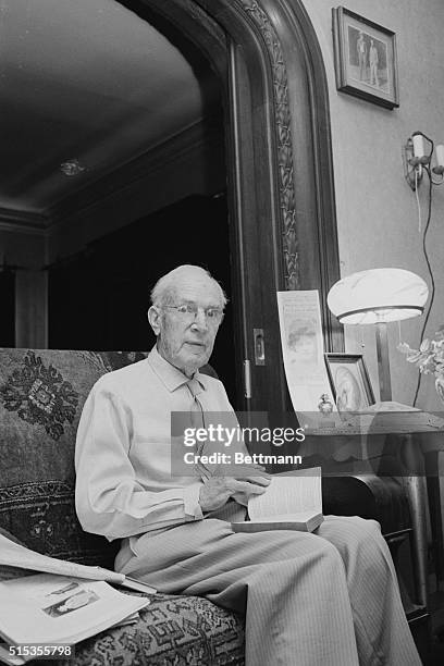 Muckraking author and journalist Upton Sinclair, author of The Jungle, in his home.