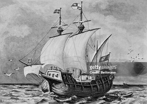Spanish galleon at the time when European travellers searched for treasured across the seas.