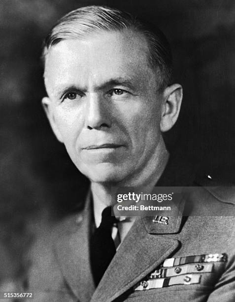 George C. Marshall: American General and Statesman, U.S. Secy. Of State . Head and shoulders photograph.