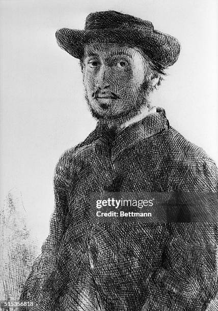 Edgar Degas, self portrait, drawing. Undated.