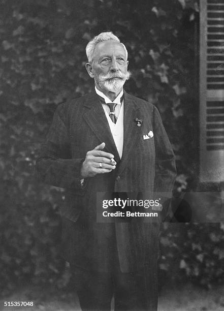 Kaiser Wilhelm II at his house in Doorn, Holland, after his exile, ca. 1930 at the age of 70.