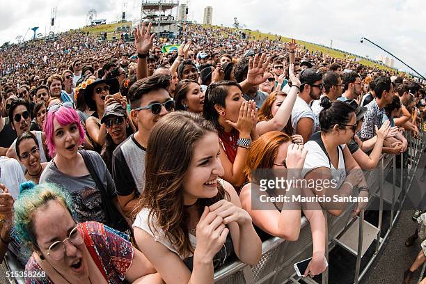 General atmosphere during day one of 2016 Lollapalooza Brazil at Autodromo de Interlagos on March 12, 2016 in Sao Paulo, Brazil.