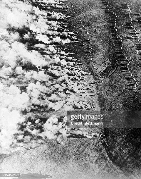Chemical warfare - A flier's view of a German gas attack on the Eastern front.