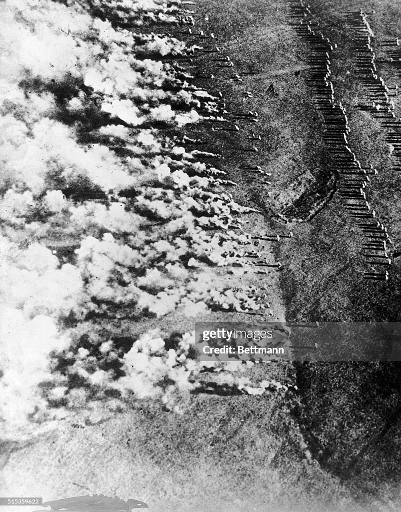 Aerial View of World War I Gas Attack