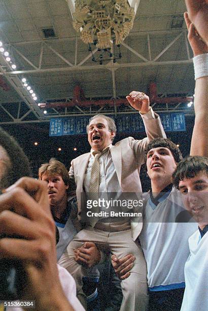 Lexington, Ky.: Georgetown-Villanova NCAA Championship. Villanova coach Rollie Massimino is carried off court after his NCAA victory over Georgetown.