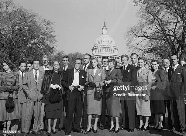 Group of Hollywood celebrities are shown here as they arrived at the Capitol this morning to protest the tactics of the House UnAmerican Activities...