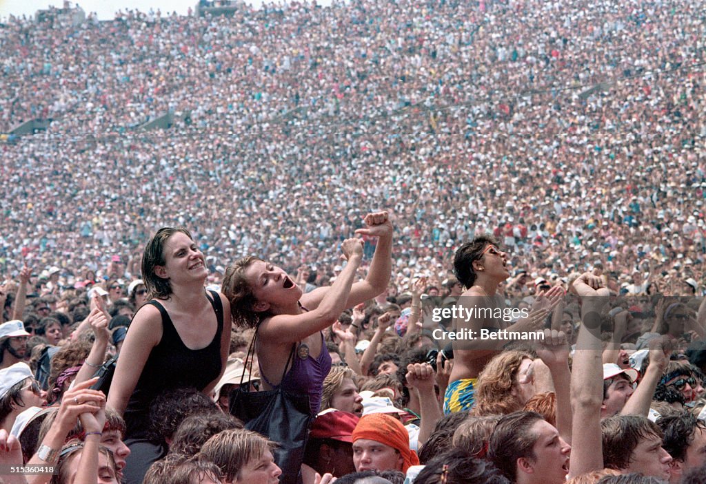 Fans in Stadium for Live Aid Concert