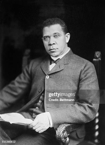 Portrait of Booker T. Washington , American educator and founder of the Tuskegee Institute.