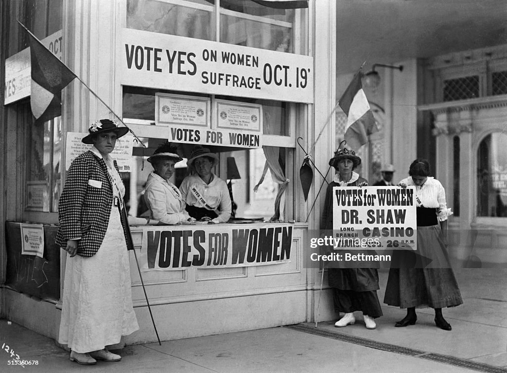 Activists at Women's Suffrage Booth