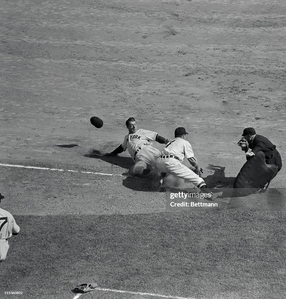 DiMaggio Sliding into Third