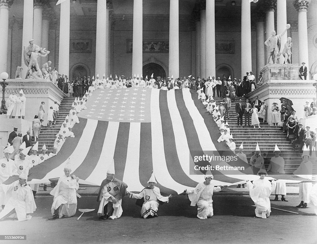 Ku Klux Klansmen with American Flag