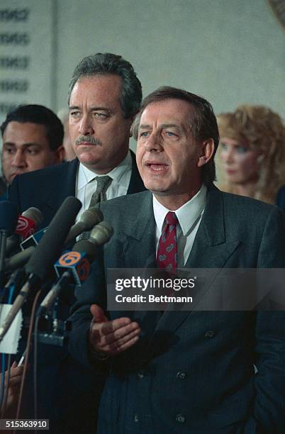 Attorneys for deposed Panamanian dictator Manuel Noriega, Frank Rubino and Steven Kollin speak to the media after the conclusion of a bond-hearing...