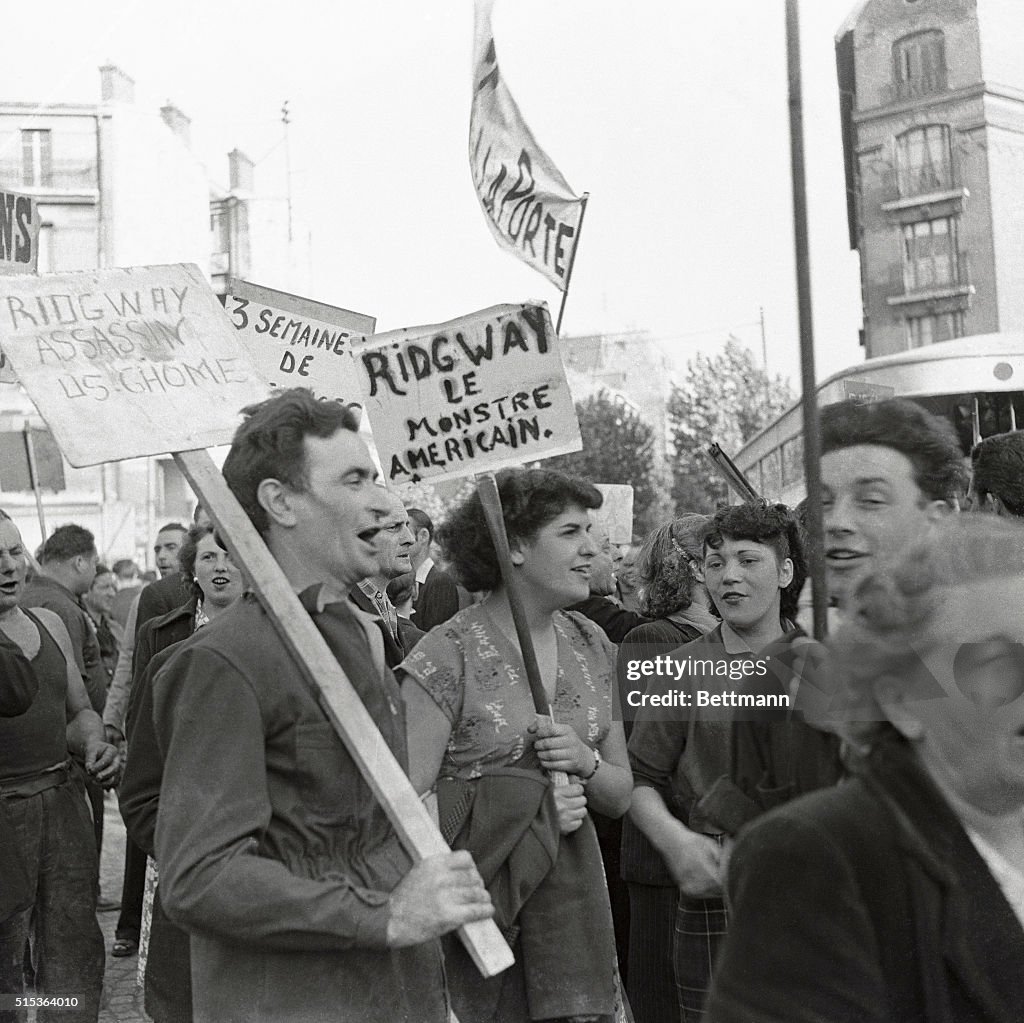French Demonstrators Protesting Against American NATO Commander Matthew Ridgway