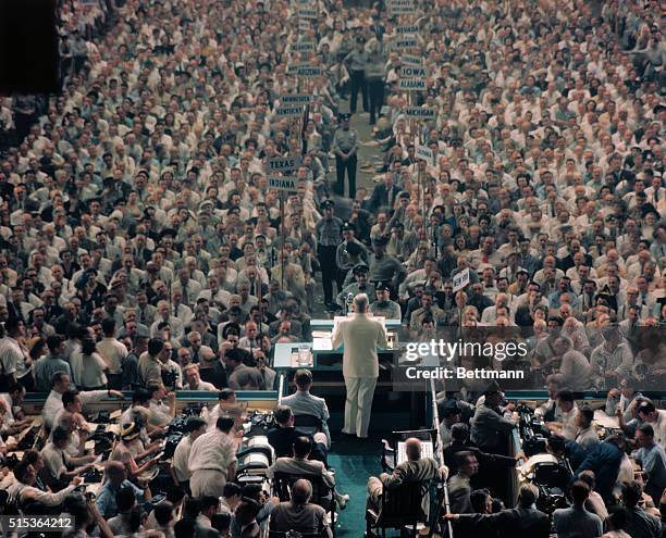 President Harry Truman is shown at the Democratic Convention, as he gives acceptance speech.