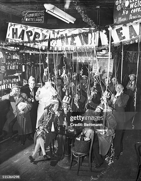 New York: New Year's Eve On The Bowery. A New Year's Eve celebration given by Sammy Fuchs, owner of the Bowery follies, for men along the Bowery is...