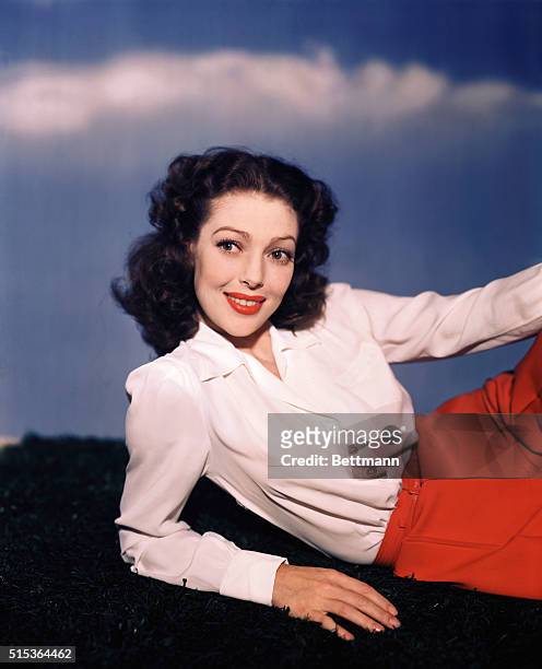 Actress Loretta Young, no other info. Undated UPI color slide.