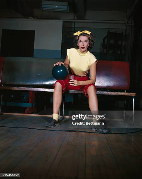 Jinx Falkenburg is shown, well-known in the bowling arena.