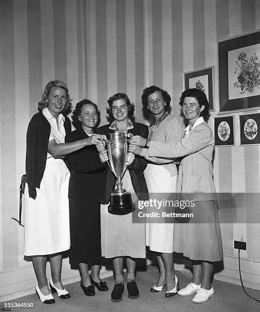 Women's Open Golf champs: left to right: Betty Jameson, Patty Berg, Betsy Rawls , Babe Zaharias, and Louise Suggs. All have won the National Womens...