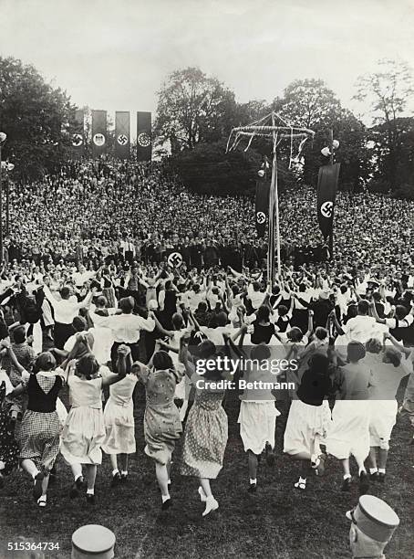 Hitler Youth Group Holding Their First Reichsmeeting In Hamburg. "Power By Joy" Dances Presented.