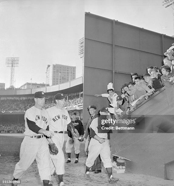 Yankees Jubilantly Leaving Stadium After Winning Game, News Photo