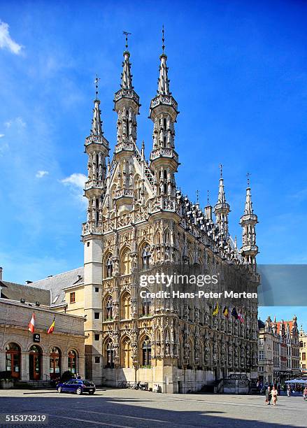 the townhall (stadhuis) of leuven, belgium - lovaina fotografías e imágenes de stock