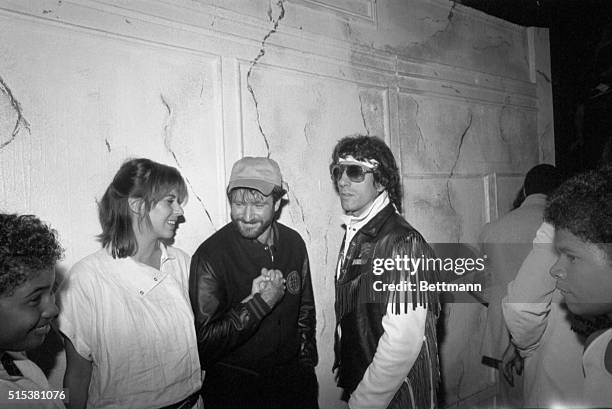 Actor Robin Williams and his wife Valerie talk with Chuck Zito , Vice President of the New York chapter of Hell's Angels Motorcycle Club early 10/6...