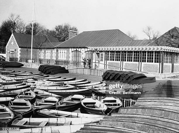 These empty rowboats are ready for the early Spring Trade at the new boathouse at Central Park's lake. Located at the 72nd St. Lake and East Drive,...