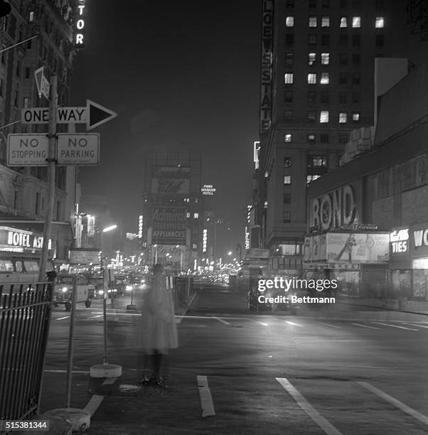 Somber darkness descends on Times Square, Nov. 22nd, as the Gay White Way mourns the loss of President John F. Kennedy. Shocked by the report of the...