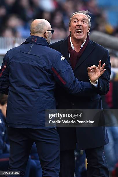 Torino FC head coach Giampiero Ventura shouts to his players during the Serie A match between Genoa CFC and Torino FC at Stadio Luigi Ferraris on...