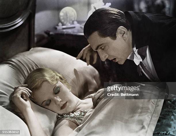 Bela Lugosi and Helen Chandler in "Dracula" movie directed by Tod Browning for Universal.