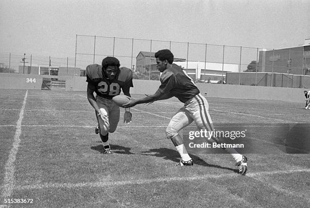 University of Southern California Clarence Davis, Tailback, #28, who led the Pacific-8 in rushing with 1275 yards in 10 regular season games and...