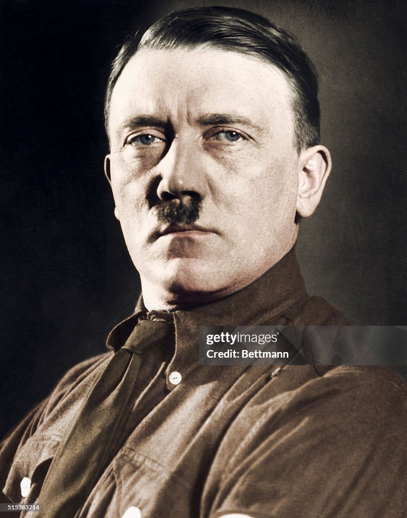 Hitlr Face Portrait of Adolf Hitler , head of of the Nazi party in Germany. Head ...