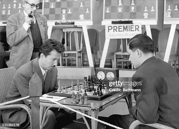 Hastings, Sussex, England, UK: Keres the Champion Has First Defeat. Paul Keres , the Soviet grand master, and S. Gligoric, the 34-year-old Jugoslav...