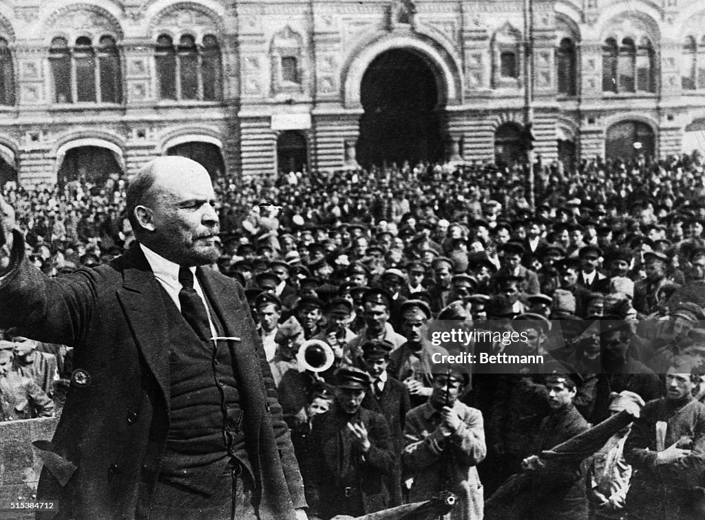 Vladimir Lenin Speaking to Crowd