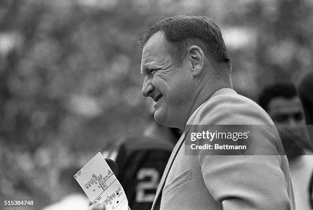 Michigan Football Coach Glenn "BO" Schembehler on the Sidelines During Game