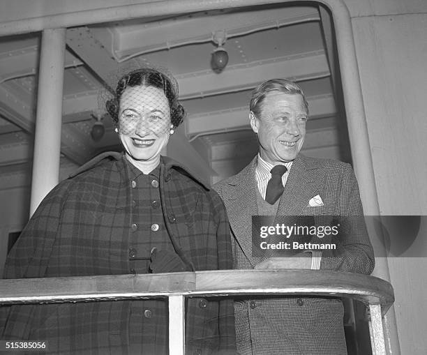 Happiest pair aboard the Queen Elizabeth - by all indications - were the Duke and Duchess of Windsor. They'll stay at the Waldorf-Astoria for three...