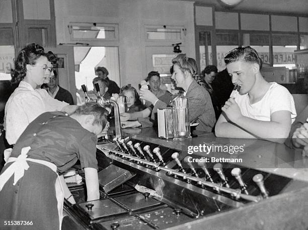 Ice cream parlor interior.
