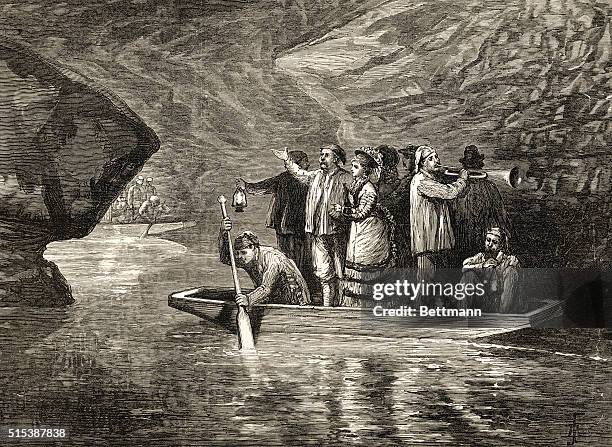 Kentucky-ORIGINAL CAPTION READS: The Mammoth Cave of kentucky: Crossing the river Styx.