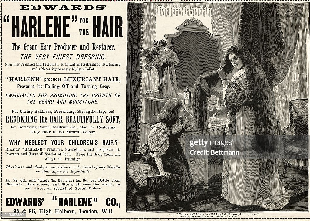 Advertisement for "Harlene for the Hair"