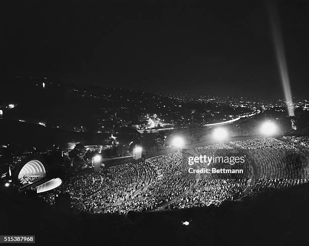 THE HOLLYWOOD BOWL AT NIGHT.UNDATED PHOTOGRAPH.