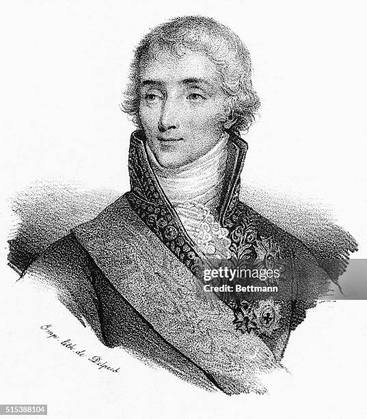HEAD & SHOULDERS PORTRAIT OF JOSEPH FOUCHE , FRENCH POLITICIAN. ADVISED NAPOLEON TO ABDICATE AFTER WATERLOO AND ASSUMED LEADERSHIP OF THE PROVISIONAL...