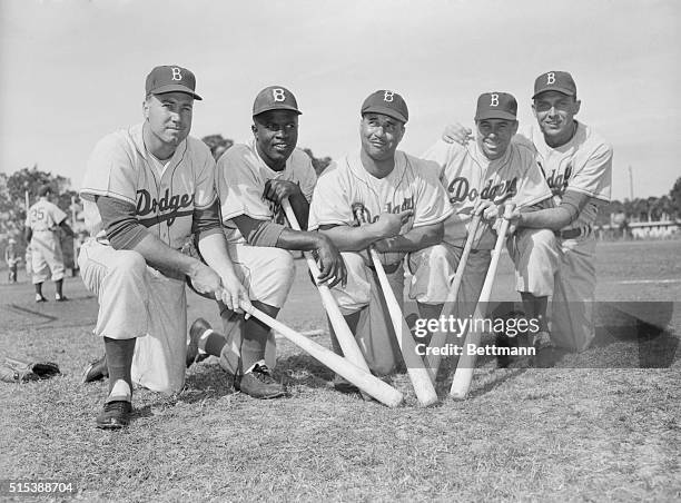 Here are five big bats that Manager Walt Alston hopes will bring the 1955 National League Pennant into the Brooklyn Dodger's camp. Left to right are...