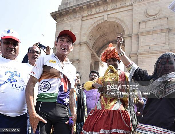 Pat Farmer, an ultra Marathon runner from Australia, running from Kanyakumari to Kashmir , reached India Gate completing 3,400 km out of the 4,600 km...