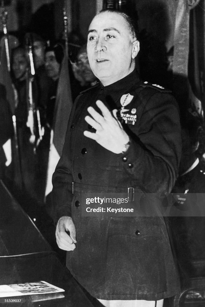 Italian government minister Roberto Farinacci makes a speech at the ...