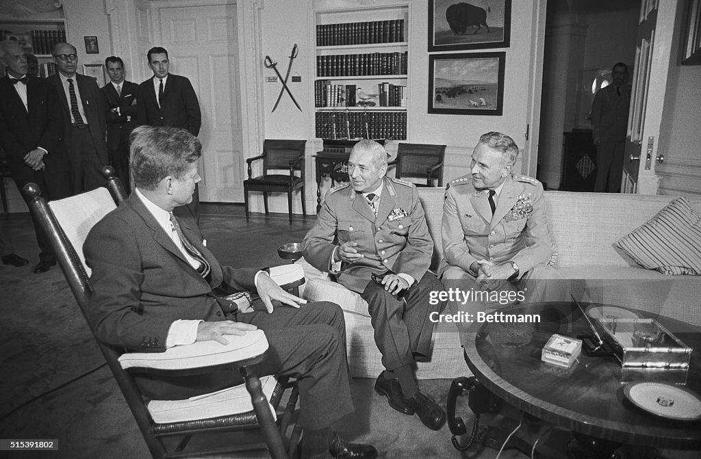 John Kennedy Discussing Military Politics