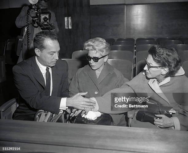 Cheryl's Family at Hearing. Los Angeles, California: Steve Crane greets his former mother-in-law, Mrs. Mildred Turner, while his ex-wife, actress...