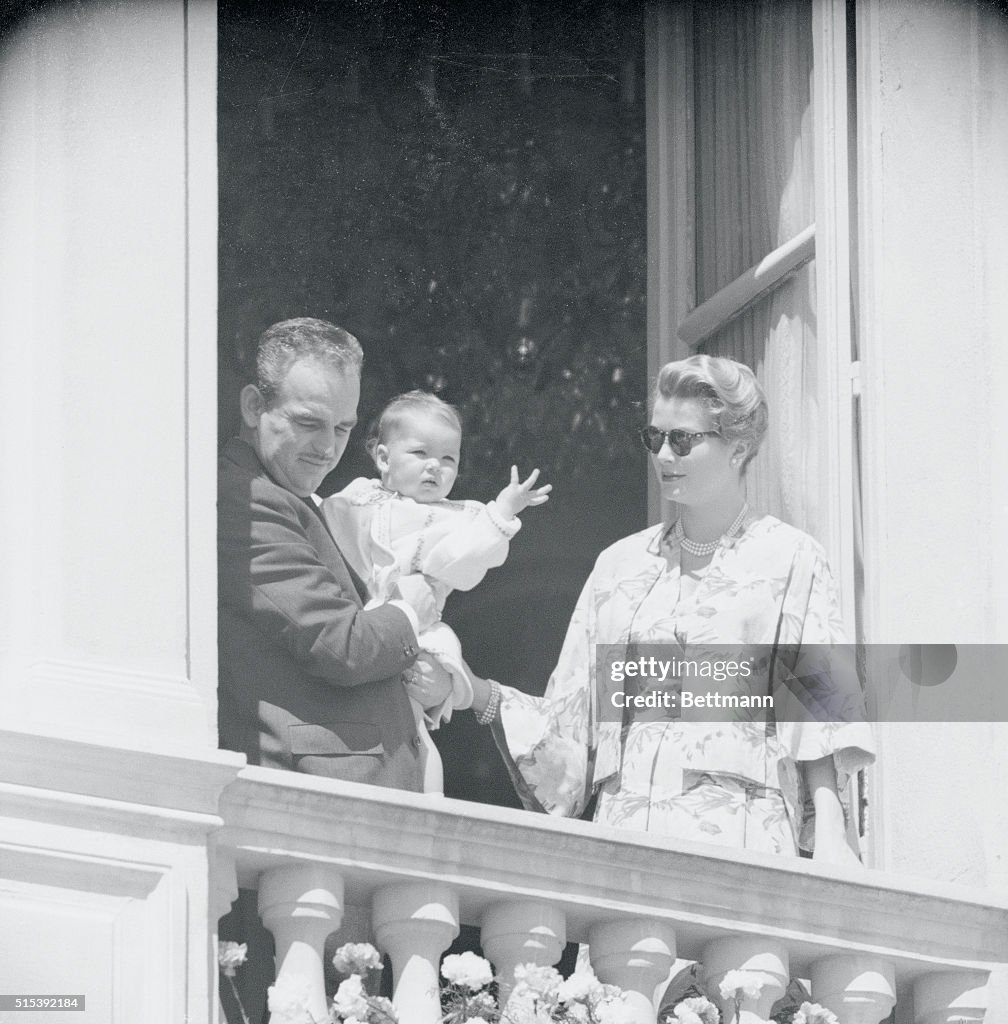 Prince Rainier with His Wife and Daughter