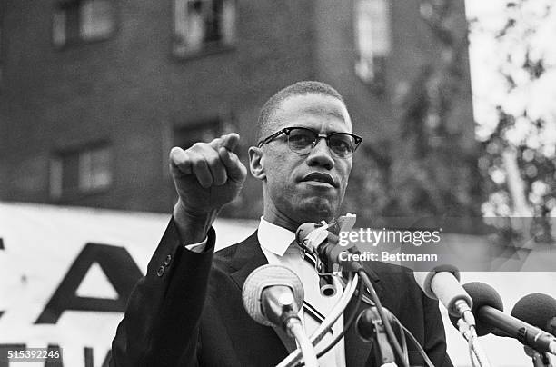 Nation of Islam leader Malcolm X draws various reactions from the audience as he restates his theme of complete separation of whites and African...