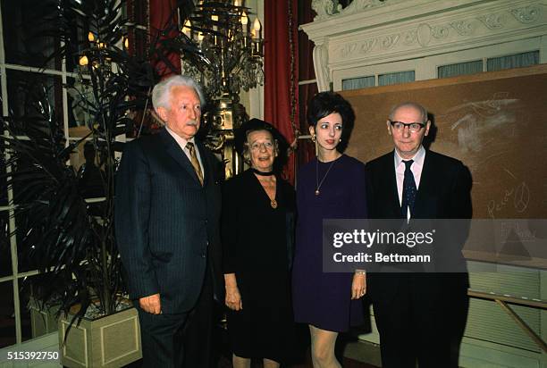 New York: Winners of the National Book Awards for 1969 attend ceremonies at Philharmonic Hall. Left to right: Psychoanalyst Dr. Erik H. Erikson, who...