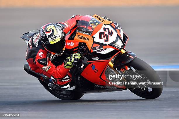 Lorenzo Savadori of Italy rides during the Buriram World Superbike Championship on March 13, 2016 in Buri Ram, Thailand.